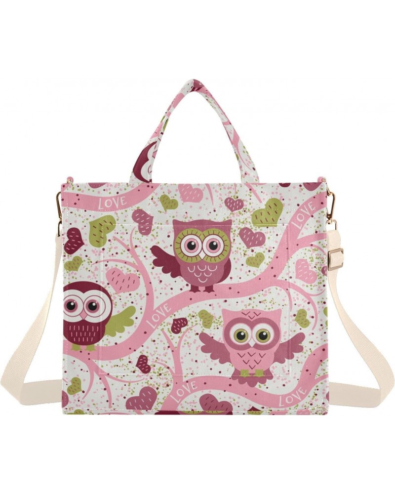 Owl Pink Tree Corduroy Tote Bag for Women Hobo Crossbody Bag Purse Stylish Shoulder Handbag Messenger Bags, S $10.34 Totes