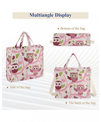 Owl Pink Tree Corduroy Tote Bag for Women Hobo Crossbody Bag Purse Stylish Shoulder Handbag Messenger Bags, S $10.34 Totes