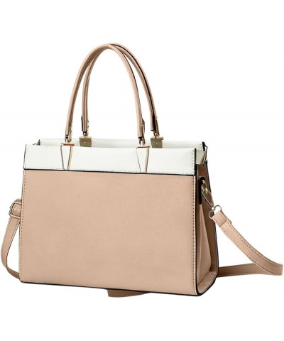 Women Colorblock Design Handbag Waterproof Large Capacity Leather Crossbody Bag Shoulder Handbag Mini Handbag Khaki $29.77 Sh...