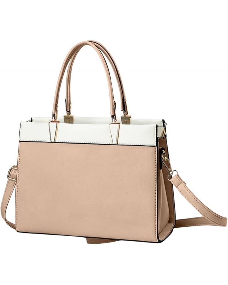 Women Colorblock Design Handbag Waterproof Large Capacity Leather Crossbody Bag Shoulder Handbag Mini Handbag Khaki $29.77 Sh...