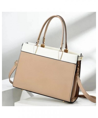 Women Colorblock Design Handbag Waterproof Large Capacity Leather Crossbody Bag Shoulder Handbag Mini Handbag Khaki $29.77 Sh...