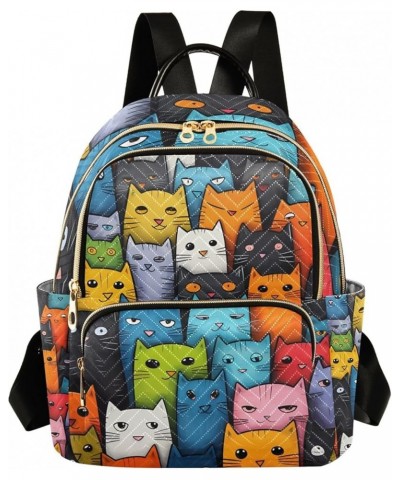 Colorful Cats Fashion Backpack Purse for Women, Casual Daypacks, Ladies Gift for Traveling Hiking Multicolor Small $19.24 Bac...