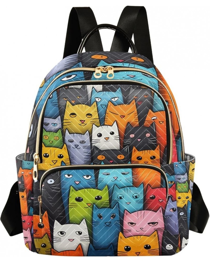 Colorful Cats Fashion Backpack Purse for Women, Casual Daypacks, Ladies Gift for Traveling Hiking Multicolor Small $19.24 Bac...