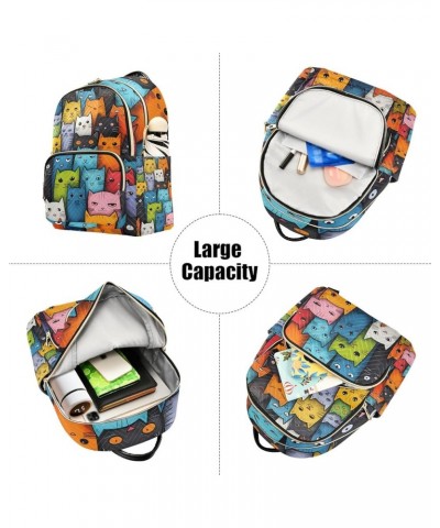 Colorful Cats Fashion Backpack Purse for Women, Casual Daypacks, Ladies Gift for Traveling Hiking Multicolor Small $19.24 Bac...