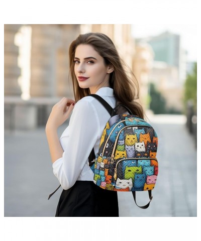 Colorful Cats Fashion Backpack Purse for Women, Casual Daypacks, Ladies Gift for Traveling Hiking Multicolor Small $19.24 Bac...