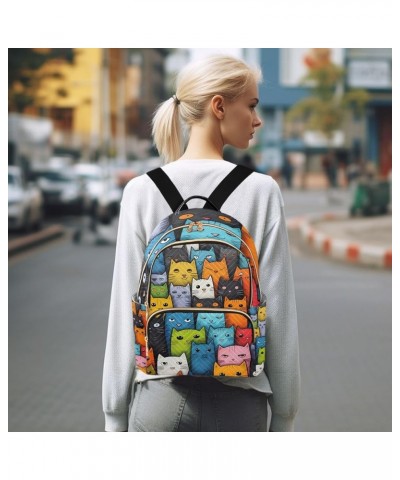 Colorful Cats Fashion Backpack Purse for Women, Casual Daypacks, Ladies Gift for Traveling Hiking Multicolor Small $19.24 Bac...