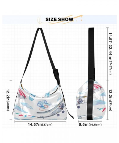 Watercolor Balloons Hobo Crossbody Bags for Women Leather Large Shoulder Bag Cross Body Festive Sky Trendy Womens Tote Bags H...