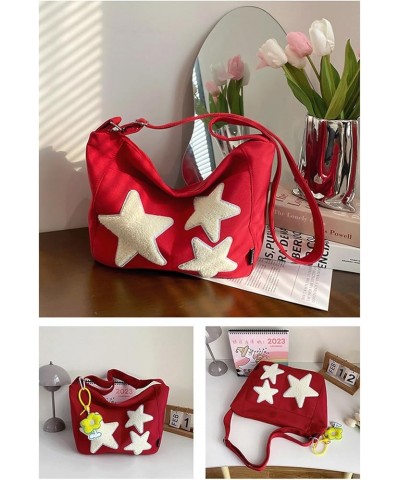 Cute Shoulder Bag with Pendent Y2K Star Messenger Sling Satchel Crossbody Bags Kawaii Bag with Knitted Gloves (Purple) Red $2...