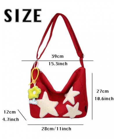 Cute Shoulder Bag with Pendent Y2K Star Messenger Sling Satchel Crossbody Bags Kawaii Bag with Knitted Gloves (Purple) Red $2...