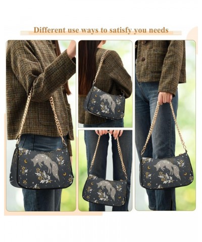 Magical Pattern with Fox Shoulder Bags for Women, Mini Purse Small Shoulder Purses for Women Handbags Clutch Purse Trendy Pur...