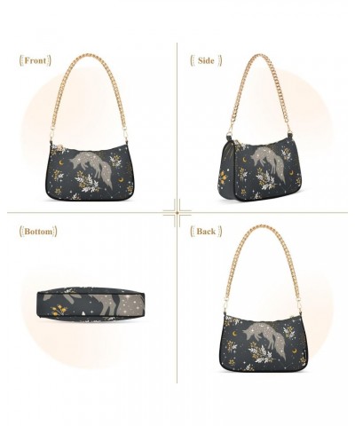 Magical Pattern with Fox Shoulder Bags for Women, Mini Purse Small Shoulder Purses for Women Handbags Clutch Purse Trendy Pur...