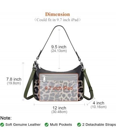 Soft Leather Handbags for Women Crossbody Purses Multi Pockets Shoulder Bags Messenger Bag Medium 07-black/Dark Green/ Green ...