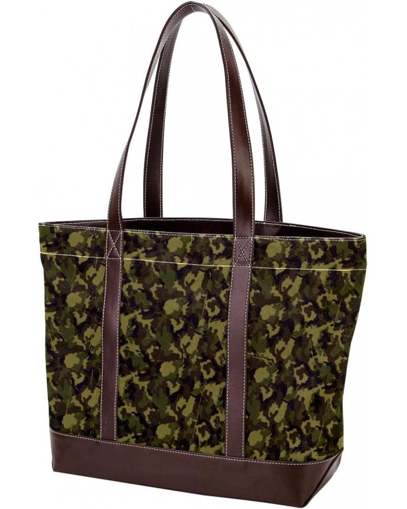 Dark Green Military Camouflage Tote Bags Large Leather canvas Purses and Handbags for Women Top Handle Shoulder Satchel Hobo ...