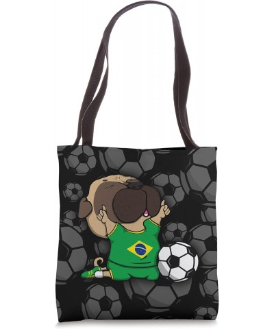 Pug Dog Brazil Soccer Fans Jersey Brazilian Football Lovers Tote Bag $12.71 Totes