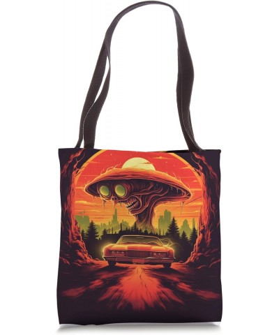 Alien abducting Dinosaurs using UFOs vector illustration Tote Bag $11.95 Totes