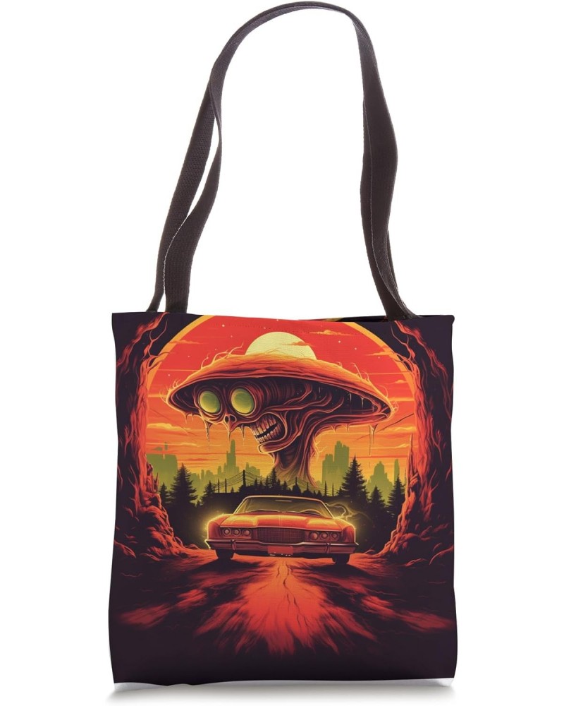 Alien abducting Dinosaurs using UFOs vector illustration Tote Bag $11.95 Totes