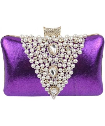 Black Evening Handbags Crystal Beading Wedding Bridal Wristlet Handbags (Purple) Purple $38.01 Evening Bags