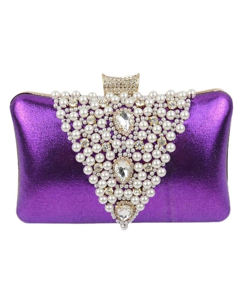 Black Evening Handbags Crystal Beading Wedding Bridal Wristlet Handbags (Purple) Purple $38.01 Evening Bags