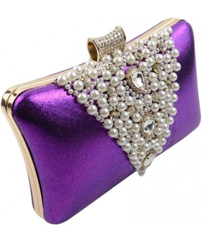 Black Evening Handbags Crystal Beading Wedding Bridal Wristlet Handbags (Purple) Purple $38.01 Evening Bags