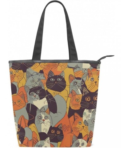 Various Types Of Cats The Tote Bag for Women Big Capacity Women's Shoulder Handbags Canvas Shopping Dating Bag $11.95 Totes