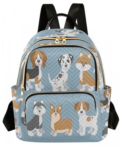 Cartoon Dog Puppy Blue Women Backpack Purse Ladies Fashion Shoulder Bag Daypack Travel Bag 10L Small $20.64 Backpacks