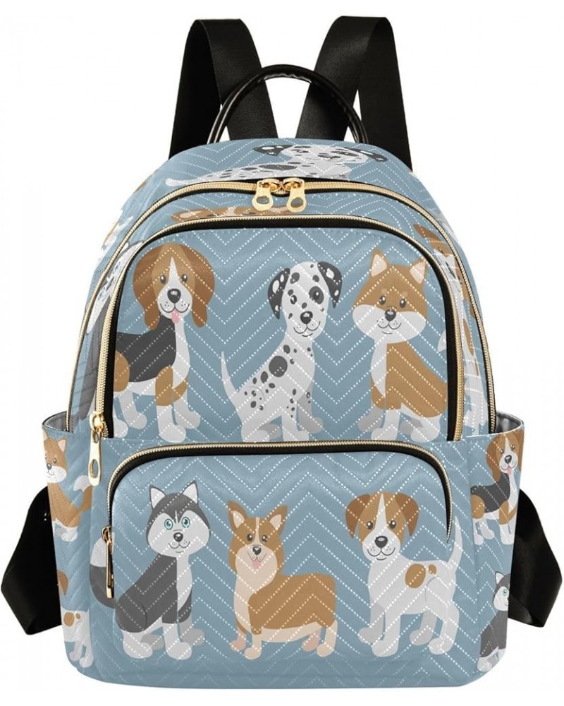 Cartoon Dog Puppy Blue Women Backpack Purse Ladies Fashion Shoulder Bag Daypack Travel Bag 10L Small $20.64 Backpacks