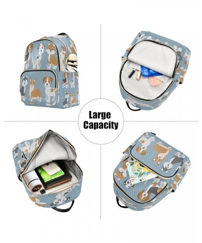 Cartoon Dog Puppy Blue Women Backpack Purse Ladies Fashion Shoulder Bag Daypack Travel Bag 10L Small $20.64 Backpacks