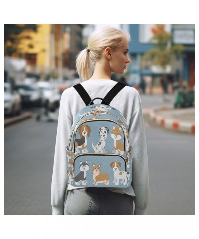 Cartoon Dog Puppy Blue Women Backpack Purse Ladies Fashion Shoulder Bag Daypack Travel Bag 10L Small $20.64 Backpacks