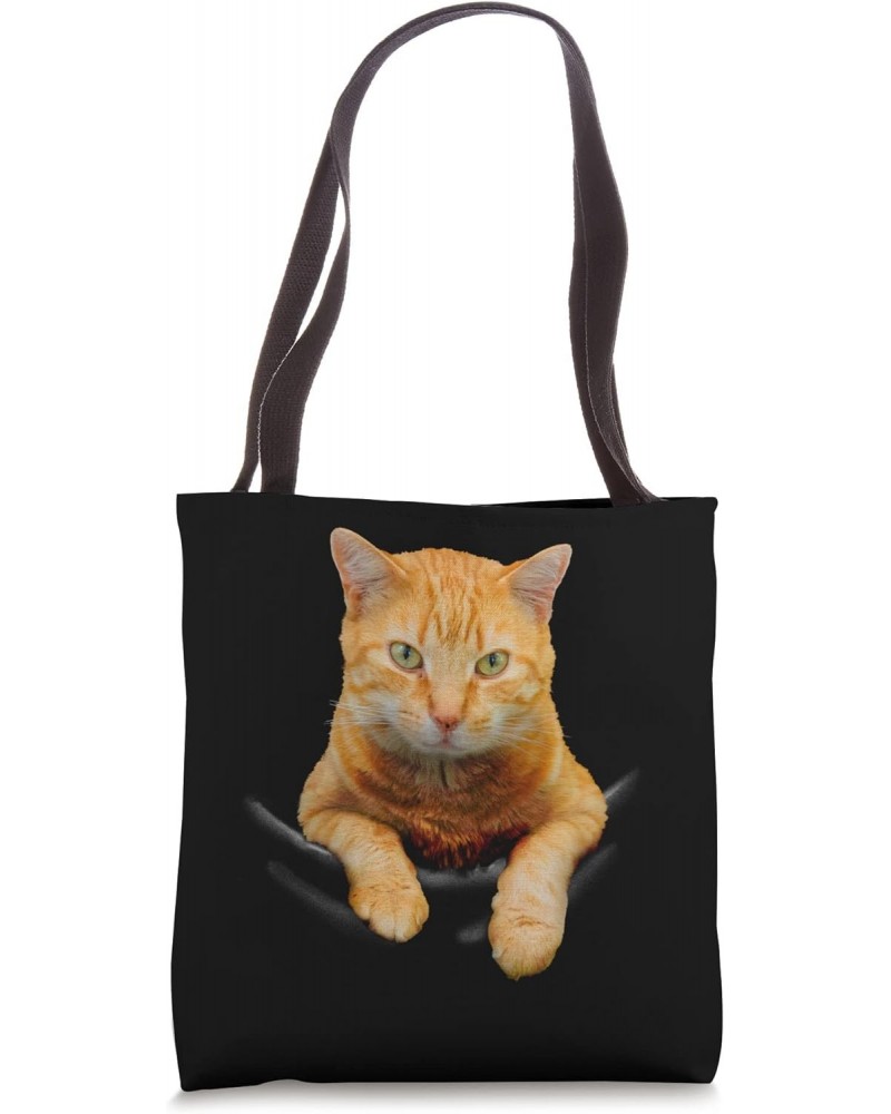 Cute Yellow Cat Kitty in Pocket - Best Cat Owner Tote Bag $10.19 Totes