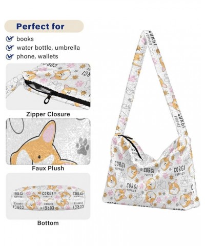 Dogs Plush Underarm Bag Women's Tote Handbags Fluffy Shoulder Bag Purse Lightweight Tote Bags School Tote Bag M-16 $10.56 Totes