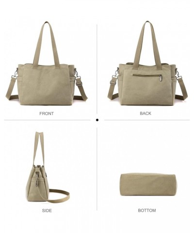 Canvas Tote Bags for Women Large Shoulder Bag Ladies Hobo Bag Multi Pocket Handbag Satchel Bag Coffee $22.61 Satchels