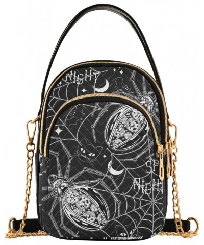 Halloween Moon Spider Web Crossbody Bags for Women Cross Body Purses Side Bag with Chain Strap for Women Gifts $10.92 Crossbo...