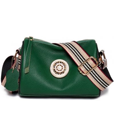 Women Genuine Leather Handbags Designer Rotating Metal Lock Ladies Shoulder Bags Female Messenger Bag Green $28.19 Shoulder Bags