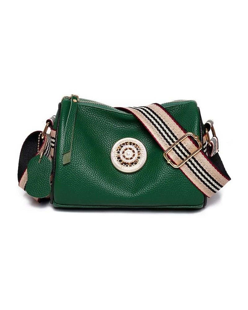 Women Genuine Leather Handbags Designer Rotating Metal Lock Ladies Shoulder Bags Female Messenger Bag Green $28.19 Shoulder Bags