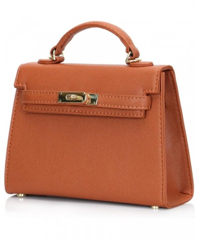 Womens Leather Handbags Purses Mini Top Handle Totes Satchel Shoulder Bag for Ladies 9 * 2.5 * 5.5in Orange $32.90 Totes