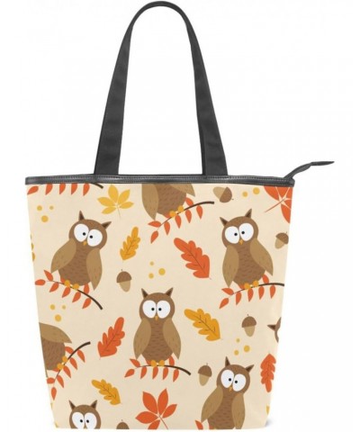 Tote Bag Colorful Christmas Peach Love Autumn Owls Animal Leaves Canvas Zippered Tote Handbag for Women with 2 Interior Pocke...