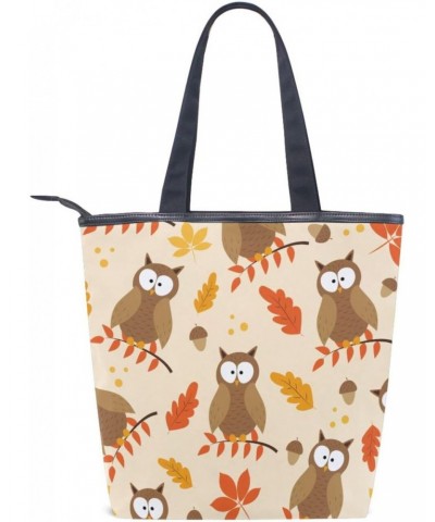 Tote Bag Colorful Christmas Peach Love Autumn Owls Animal Leaves Canvas Zippered Tote Handbag for Women with 2 Interior Pocke...