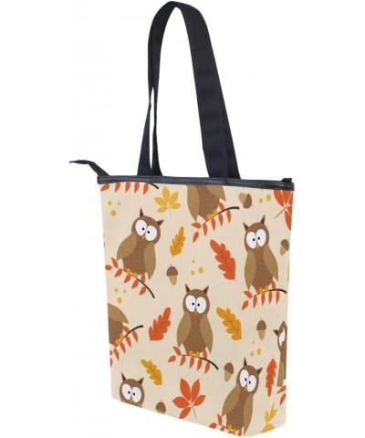 Tote Bag Colorful Christmas Peach Love Autumn Owls Animal Leaves Canvas Zippered Tote Handbag for Women with 2 Interior Pocke...