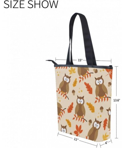 Tote Bag Colorful Christmas Peach Love Autumn Owls Animal Leaves Canvas Zippered Tote Handbag for Women with 2 Interior Pocke...