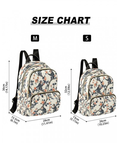 Monkey Rose Flower Floral Women Backpack Purse Ladies Fashion Shoulder Bag Daypack Travel Bag 7.5L $16.73 Backpacks