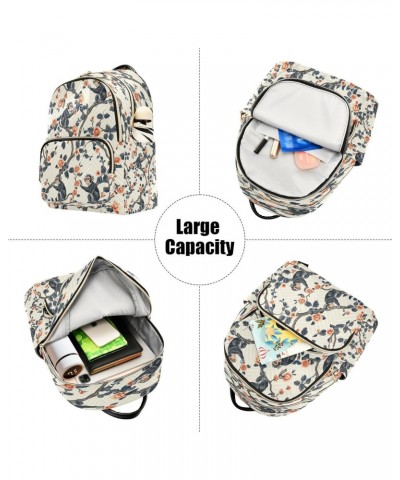 Monkey Rose Flower Floral Women Backpack Purse Ladies Fashion Shoulder Bag Daypack Travel Bag 7.5L $16.73 Backpacks