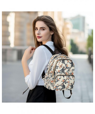 Monkey Rose Flower Floral Women Backpack Purse Ladies Fashion Shoulder Bag Daypack Travel Bag 7.5L $16.73 Backpacks