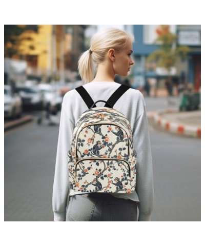 Monkey Rose Flower Floral Women Backpack Purse Ladies Fashion Shoulder Bag Daypack Travel Bag 7.5L $16.73 Backpacks