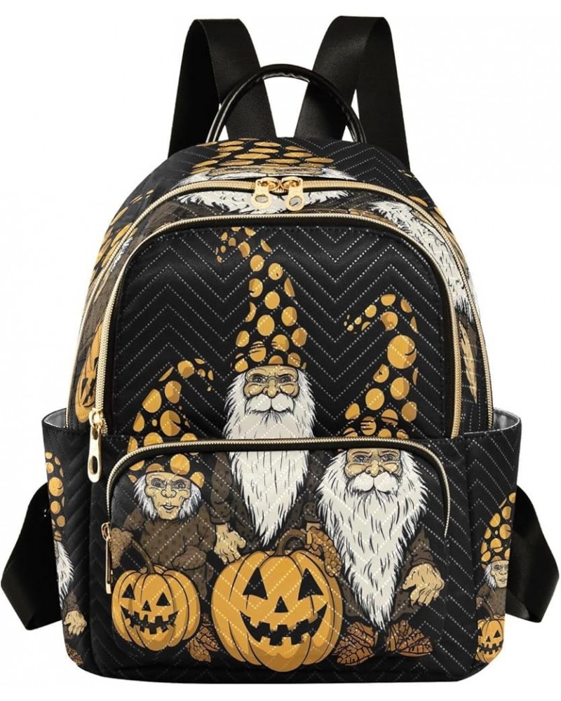 Halloween Gnome Pumpkins Quilted Backpack for Women Shoulder Bags Purse Travel Bag for Work Daily Nurse M Medium $12.71 Backp...