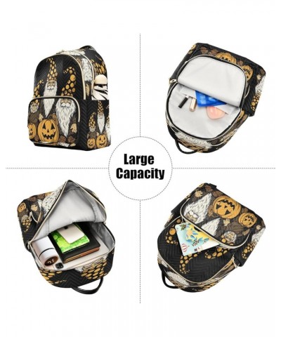 Halloween Gnome Pumpkins Quilted Backpack for Women Shoulder Bags Purse Travel Bag for Work Daily Nurse M Medium $12.71 Backp...