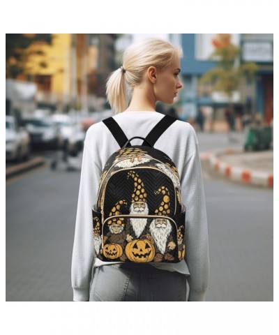 Halloween Gnome Pumpkins Quilted Backpack for Women Shoulder Bags Purse Travel Bag for Work Daily Nurse M Medium $12.71 Backp...