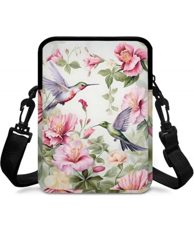 Crossbody Bags for Women Men Zipper Sling Purse Cell Phone Holder Trendy Messenger Bag with Shoulder Strap Hummingbird Hibisc...