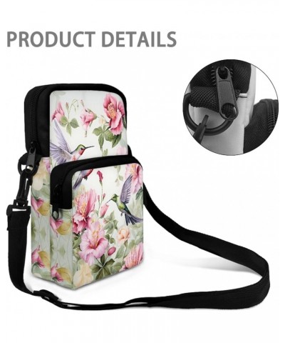 Crossbody Bags for Women Men Zipper Sling Purse Cell Phone Holder Trendy Messenger Bag with Shoulder Strap Hummingbird Hibisc...