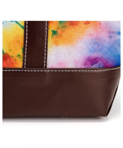 Tie Dye Canvas Leather Mix Handbag - Stylish 13.3x4.7x12.2 in Bag for Women - Chic Blend of Canvas & Leather - Ideal for Ever...