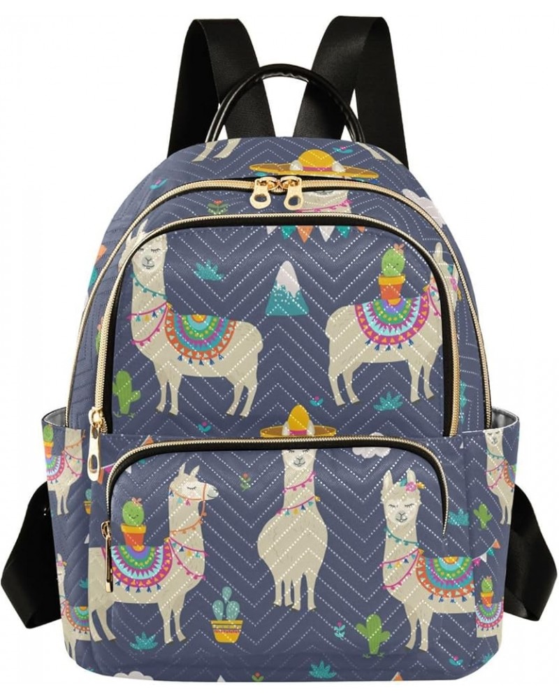 Women Backpack Llama Cactus Cloud Cartoon Anti-Theft Travel Backpack with Luggage Belt Lightweight Handbag Lady Purse Roomy D...